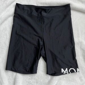 MONSE Black Biker Shorts with White Logo